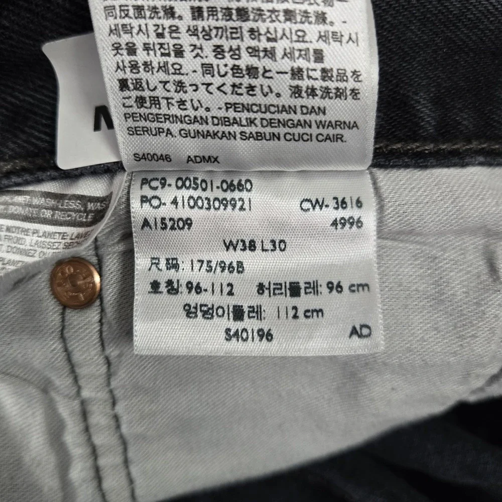 Levi's 501 Men Jeans 38X30‎ Black Denim Original Fit Straight Leg 28.5